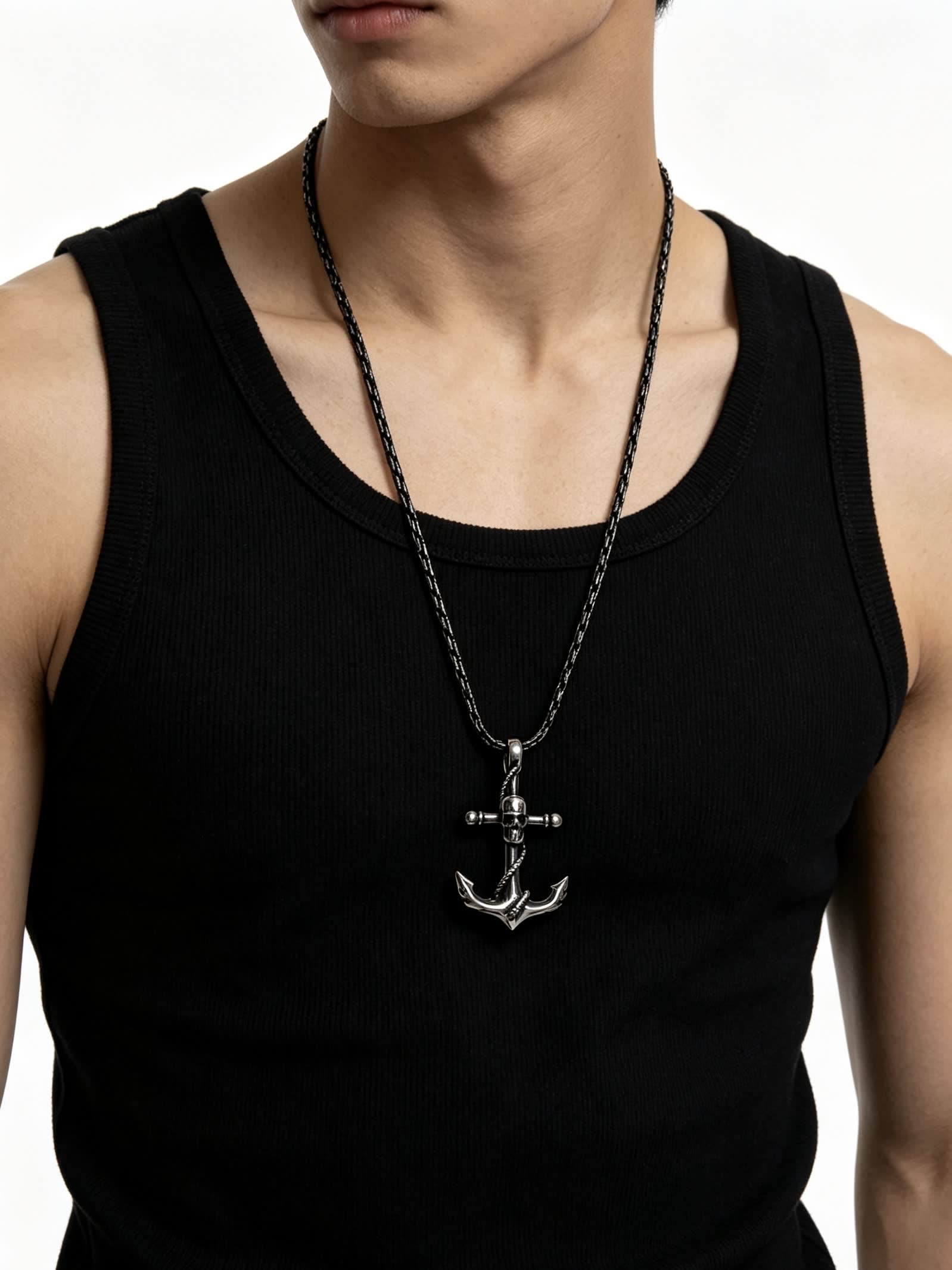 Chrome Hearts Silver Anchor Pendant Necklace